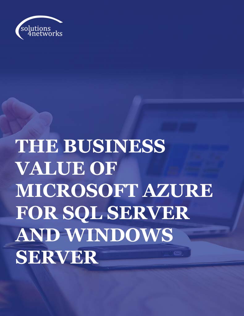 The Business Value of Microsoft Azure for SQL Server And Windows Server Workloads graphic with a hand and laptop